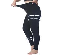 Collants de compression médicale grande taille 4XL pour homme et femme, 20-30 mmHg, leggings de compression gradués, opaques sans pieds, taille haute, pour œdème, varices, vol, TVP, noir