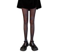 Collants de créateur imprimés - Chaussettes creuses pour femme - Bas papillon bleu - Bas ultra fins sexy pour femme, Noir , taille unique