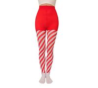 Collants de Noël en forme de canne de bonbon rayés - Taille haute - Pleine longueur - Collants extensibles - Collants pour femmes, Diagon rouge et blanc, taille unique