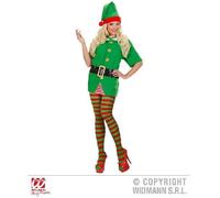 Collants d'elfe/clown à rayures rouges et vertes - WIDMANN - Mixte - Taille M/L