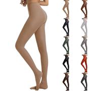 Collants doublés en polaire pour femme - Faux collants transparents transparents thermiques - Taille haute - Contrôle du ventre - Collants extensibles sur toute la longueur - Legging semi-opaque 80