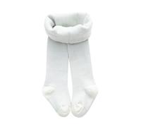 Collants doux pour bébé fille - En coton bio - Collants pour nouveau-nés -Collants Coton Fille Respirant Thermiques Chaussettes Tricotées Jambières Bébé (White, 6-12 Months)