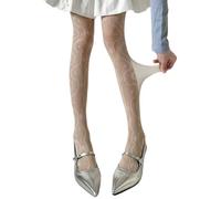 Collants en dentelle pour femme - Bas résille à motifs - Chaussettes hautes en dentelle - Collants à motifs pour femme, Lait blanc, Taille unique