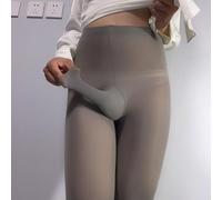 Collants en nylon pour homme avec pochette pour plus de soutien, conçus pour la danse, les clubs, les sous-vêtements et les besoins quotidiens (gaine ouverte, gris)