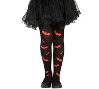 Collants enfant - Halloween - Motif chauves-souris - Noir et orange - Fille