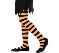 Collants enfant rayés orange et noirs - SMIFFY'S - pour fille de 4 à 6 ans - idéal pour Halloween