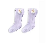 Collants Enfants Filles Coton Lot De 2/4, D'été Collants Pour Enfants Mesh Respirant Bébé Leggings Filles Avec Pieds Mignon Lapin, Convient Aux 1-7 Ans (2 Paires, Violet,L)