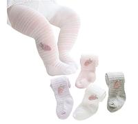 Collants Enfants Filles Coton Lot De 4, Collants En Maille Respirante Pour Tout-petits, 0-6 Ans été Nouveau-né Carotte Bas Leggings (4 Couleurs,4-6 Ans)