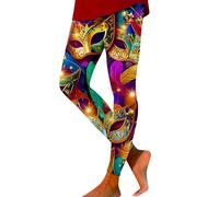 Collants et leggings Mardi Gras athlétique pour carnaval, bal masqué pour femme, pantalon moulant, legging de yoga taille haute pour l'hiver, pantalon de yoga, entraînement, contrôle du ventre, jaune,
