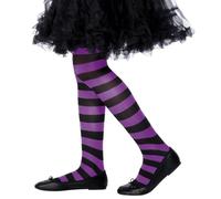 Collants Fantaisie Rayés Noirs Et Violets Pour Filles Par Smiffys