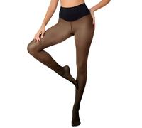 Collants fins élastiques doublés avec design sans couture pour un confort hivernal chaleureux, kaki, 3XL