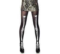 Collants leggings squelette sexy noir blanc femme fille taille unique déguisement halloween carnaval costume idée cadeau