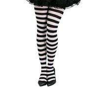 FIESTAS GUIRCA | Collants Blancs avec Rayures Noires pour Femme - (Taille Unique) - Bas de Costume de Sorcière pour Halloween et Carnaval - Accessoire Idéal pour Cosplay - Blanc et Noir