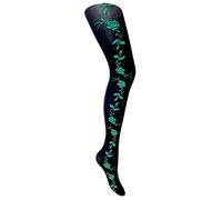 Collants opaques pour femme 70 deniers avec motif latéral Rose, Noir avec rose en jade, M