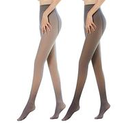 Collants pour Femmes Collant Polaire Chaud Faux Translucide Collant Opaque Collant Chaud Hiver Doublé Collant Polaire Thermique Extensible Collant Leggings Taille Haute(320g,2pc Noir+Gris Translucide)