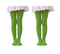 Collants pour garçons et filles, Collants élastiques 80DEN, Collants respirants, Collants filles, Collants de fête, Culotte de carnaval, (FR/ES, Âge, 10 ans, 12 ans, Taille normale, 2 Pair Vert)