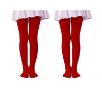 Collants pour garçons et filles, Collants élastiques 80DEN, Collants respirants, Collants filles, Collants de fête, Culotte de carnaval, (FR/ES, Âge, 10 ans, 12 ans, Taille normale, 2 Pair Rouge)
