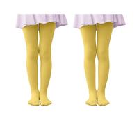 Collants pour garçons et filles, Collants élastiques 80DEN, Collants respirants, Collants filles, Collants de fête, Culotte de carnaval, (FR/ES, Âge, 10 ans, 12 ans, Taille normale, 2 Pair Jaune)