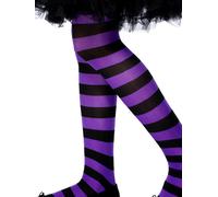 Collants Rayés Filles Violet Noir Pour Enfants Déguisement Chic 6 - 12 Ans