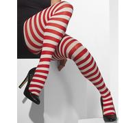 Collants Rayés Opaques Pour Femmes Rouge Et Blanc Par Smiffys