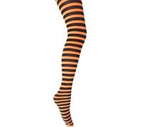 Collants rayés pour enfants, Noir/orange, 9-11 ans