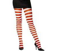Smiffys Collant opaque, rouge & blanc, rayé Halloween