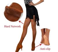 Collants résille grande taille professionnel multicouche agitant collants réseau dur pour salle de bal et danse latine femmes bas Sexy Brown
