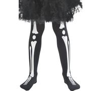 Collants squelette pour enfants accessoire d'Halloween noir-blanc