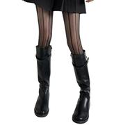 Collants taille haute tendance pour femme - Élégants - Rayures verticales - Respirant - Maille transparente - Collants élégants pour femme, Noir , taille unique