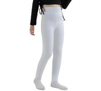 Collants thermiques opaques avec doublure en polaire pour adolescentes et filles - Doublure en peluche douce et confortable - Extensible - Uniforme scolaire, blanc, 9-12 ans