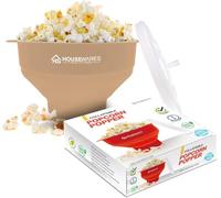 Collapsible Silicone Microwave Hot Air Popcorn Popper Bowl With Lid and Handles (Tan)