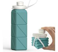 Collapsible Silicone Water Bottle 610ml Lightweight Reusable Leakproof Water Bottle For Travel Camping Hiking Cycling Yoga Outdoor Sports (Blue)
