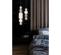 Collar Abat-jour en verre de plafonnier à LED chromé intégré à collier moderne