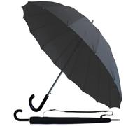 COLLAR AND CUFFS LONDON 95KPH Parapluie Canne Solide Tempete Homme Femme - 16 Baleines Resistant Vent Fort Automatique - Poignée Antidérapante - Renforcé Avec Fibre de Verre - Noir