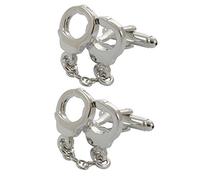 COLLAR AND CUFFS LONDON Boutons de Manchette pour Homme Police - avec Boîte - Menottes et Chaîne - Laiton - Couleur Argent - La Criminalité Garde de Sécurité - Une Paire