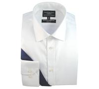 COLLAR AND CUFFS LONDON - Infroissable ultime - 100 % pur coton de qualité supérieure - Coupe garantie - Tissu sergé - Chemise blanche pour homme - Manches longues - Coupe classique - Double manchette