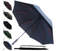 COLLAR AND CUFFS LONDON RARE 95KPH Parapluie Golf Solide - Grande Taille XL Parapluie Canne Automatique Resistant Vent Fort Tempete - Cadre à 4 Couches Fibre de Verre - Poignée Antidérapante - Noir