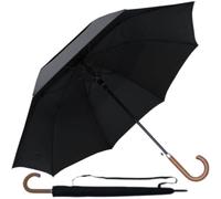 COLLAR AND CUFFS LONDON - StormDefender Parapluie droit coupe-vent solide grande taille 127 cm - Avec poignée, crochet en bois - Pour homme ou femme - Auvent ventilé robuste - Cadre en fibre de verre