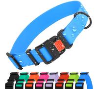CollarDirect Collier Colorés Imperméables Réglable pour Chien pour Animaux de Compagnie pour Petits et Grands Chiens Rose Noir Bleu Menthe Vert Orange (Bleu, 25-33 cm)