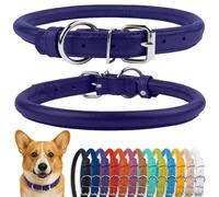 CollarDirect Collier de Chien en Cuir roulé, Collier de Chiot Rond rembourré Doux, Collier en Cuir véritable Fait à la Main pour Chien Petit Grand Collier de Chat (35-40 cm, Violet texturé)