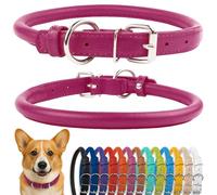 CollarDirect Collier de Chien en Cuir roulé, Collier de Chiot Rond rembourré Doux, Collier en Cuir véritable Fait à la Main pour Chien Petit Grand Collier de Chat (35-40 cm, Rose texturé)