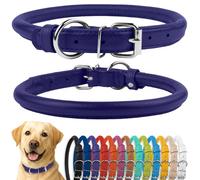 CollarDirect Collier de Chien en Cuir roulé, Collier de Chiot Rond rembourré Doux, Collier en Cuir véritable Fait à la Main pour Chien Petit Grand Collier de Chat (40-45 cm, Violet texturé)