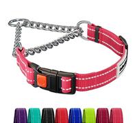 CollarDirect Collier de Chien réfléchissant Colliers Martingale Boucle à dégagement latéral Formation de la chaîne Colliers pour Animaux de Compagnie réglables (35-42 cm, Rose)