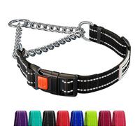CollarDirect Collier réfléchissant pour Chien Colliers Martingale Boucle à dégagement latéral Chaîne d'entraînement Colliers réglables pour Animaux de Compagnie (M, Tour de Cou 14"-17", Noir)