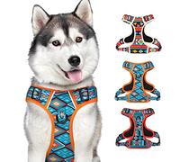 CollarDirect Harnais réfléchissant anti-traction pour chien avec poignée et clip avant, gilet rembourré doux réglable pour dressage et promenade des chiens de petite et grande taille (taille L, motif