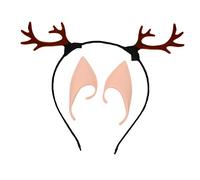 COLLBATH 1 Jeu oreilles de bandeau en bois de cerf peluche chauves-souris suspendues d'halloween osier déguisement mignonette bandeau cosplay de noël cerceau de cheveux d'halloween émulsion
