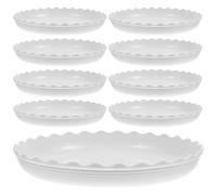 COLLBATH 10 Pièces Soucoupe Ronde Blanc en Plastique PP, Bord Ondulé | Collecte Renversée, Protège le Sol des Taches, Usage Intérieur Bureau, Convient aux Pots