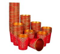 COLLBATH 100 Pièces Chinese Style Paper Cups For Wedding Thickened Disposable Tea Cups For Bridal Party And Banquet Decoration