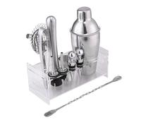 COLLBATH 12 pièces Martini INOX avec Ustensiles Cocktail Cuillère Mélangeuse et Pinces à Glace Base Acrylique Ensemble Shaker Professionnel pour Barman Maison et Fête