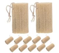 COLLBATH 12 Pièces Natural Loofah Sponge Pads Exfoliating Body Scrubber For Dry Skin Long Handle Shower Loofah For Women And Men Lightweight Portable Bath Sponge